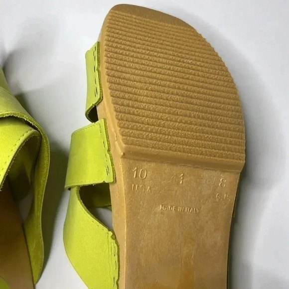 Romano Italy Y2K green Leather & Wooden block heels size 10 - Picture 4 of 7